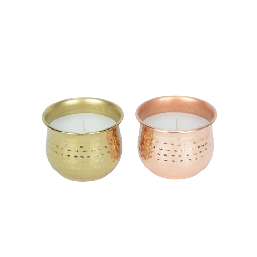 COPPER & BRASS HAMMER CANDLE CONTAINER (POLISH)